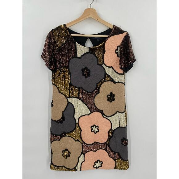 French Connection 0 Fauna Fantasy Sequined Shift Dress - Picture 6 of 6